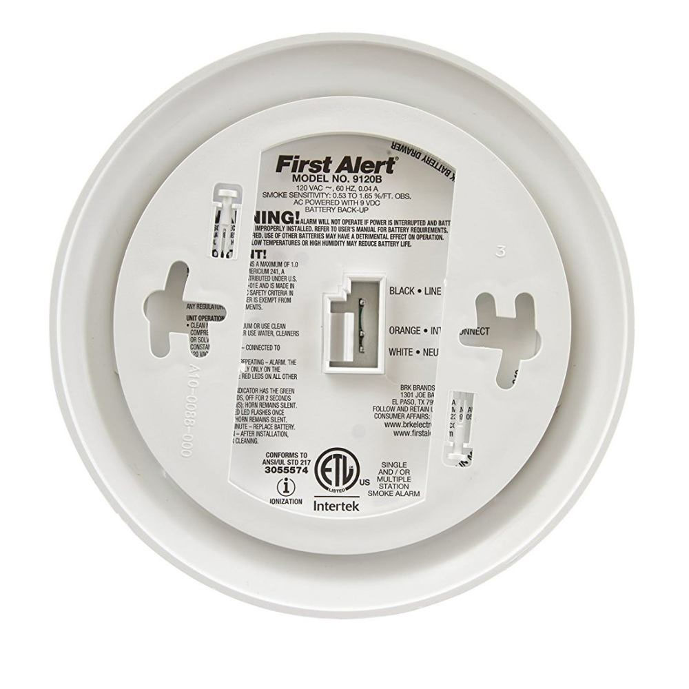 6-Pack Details about   First Alert 9120B6CP 120-Volt Wire-In With Battery Backup Smoke Alarm 