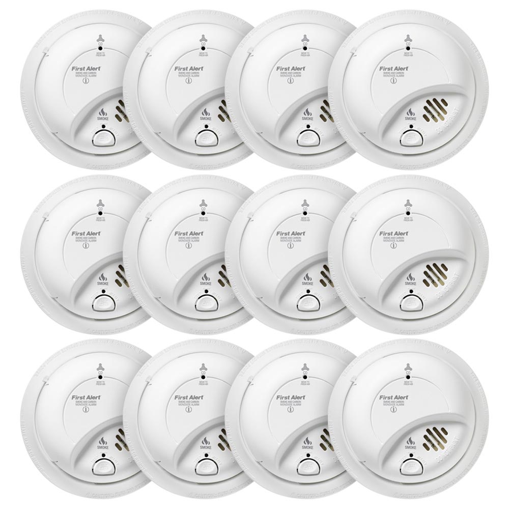 12 Pack Bundle of First Alert BRK Brands Hardwired Ionization Smoke Alarm with 10-Year Sealed Battery, 9120LBL