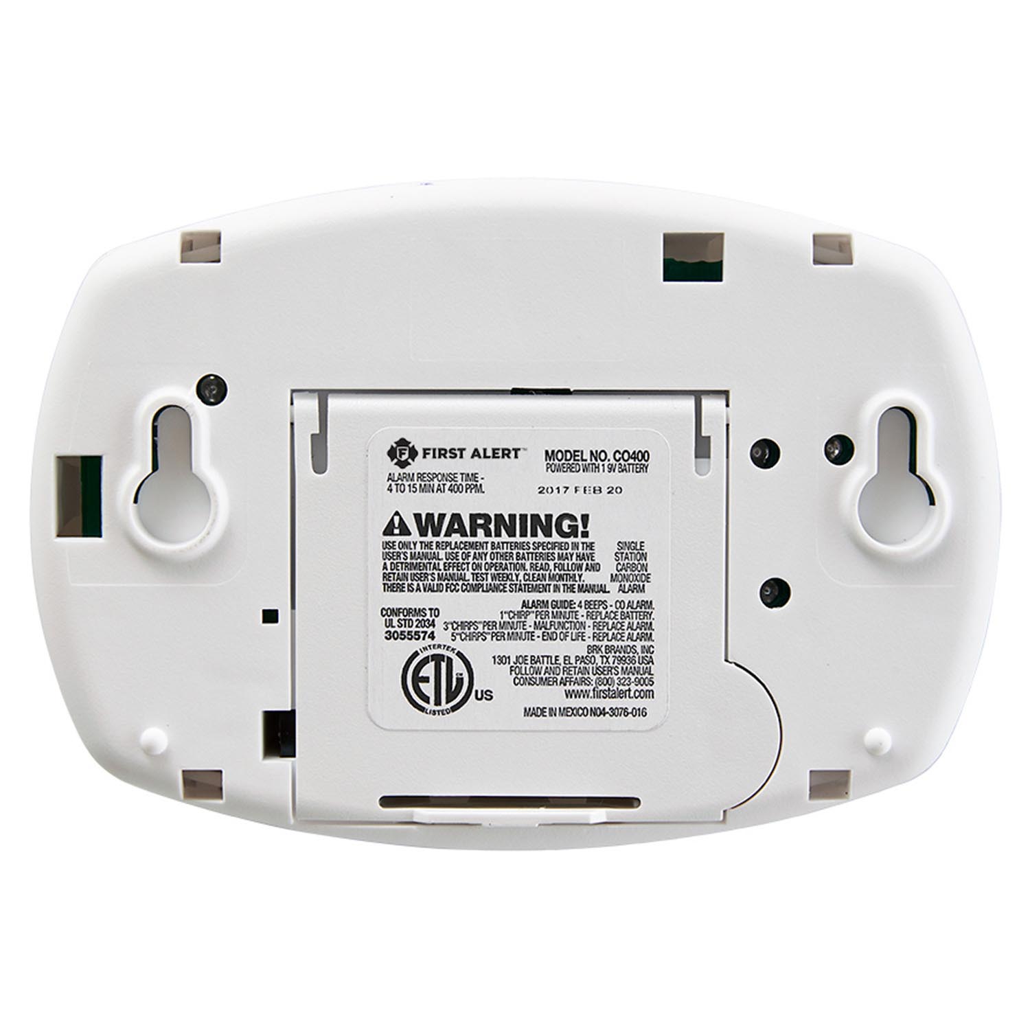 First Alert Basic Battery Operated Carbon Monoxide Alarm - CO400 (1039718)