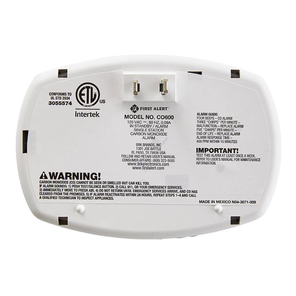 First Alert CO600 Basic Plug-In Carbon Monoxide Alarm