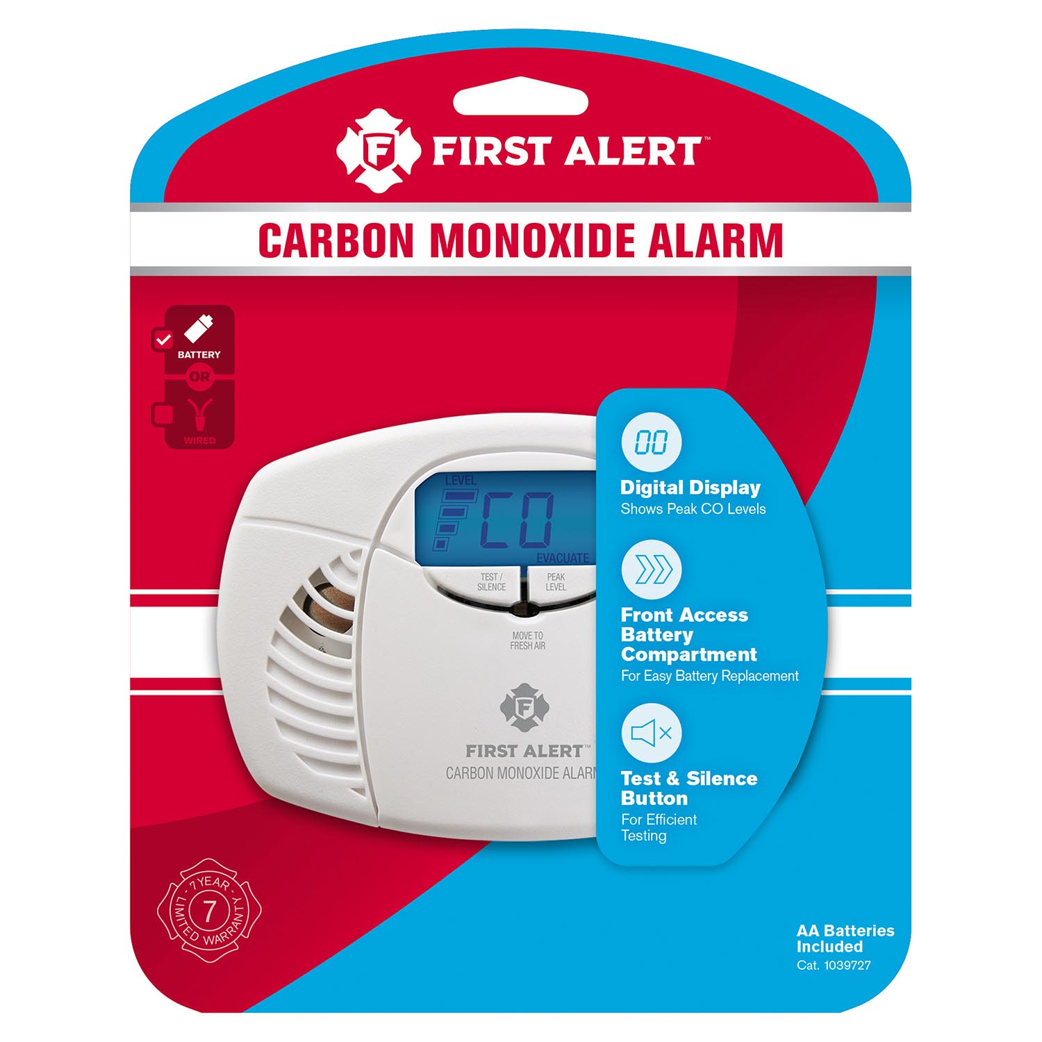 1PCS BS-606 Household CO Alarm with LCD Display Clock Carbon Monoxide Detector