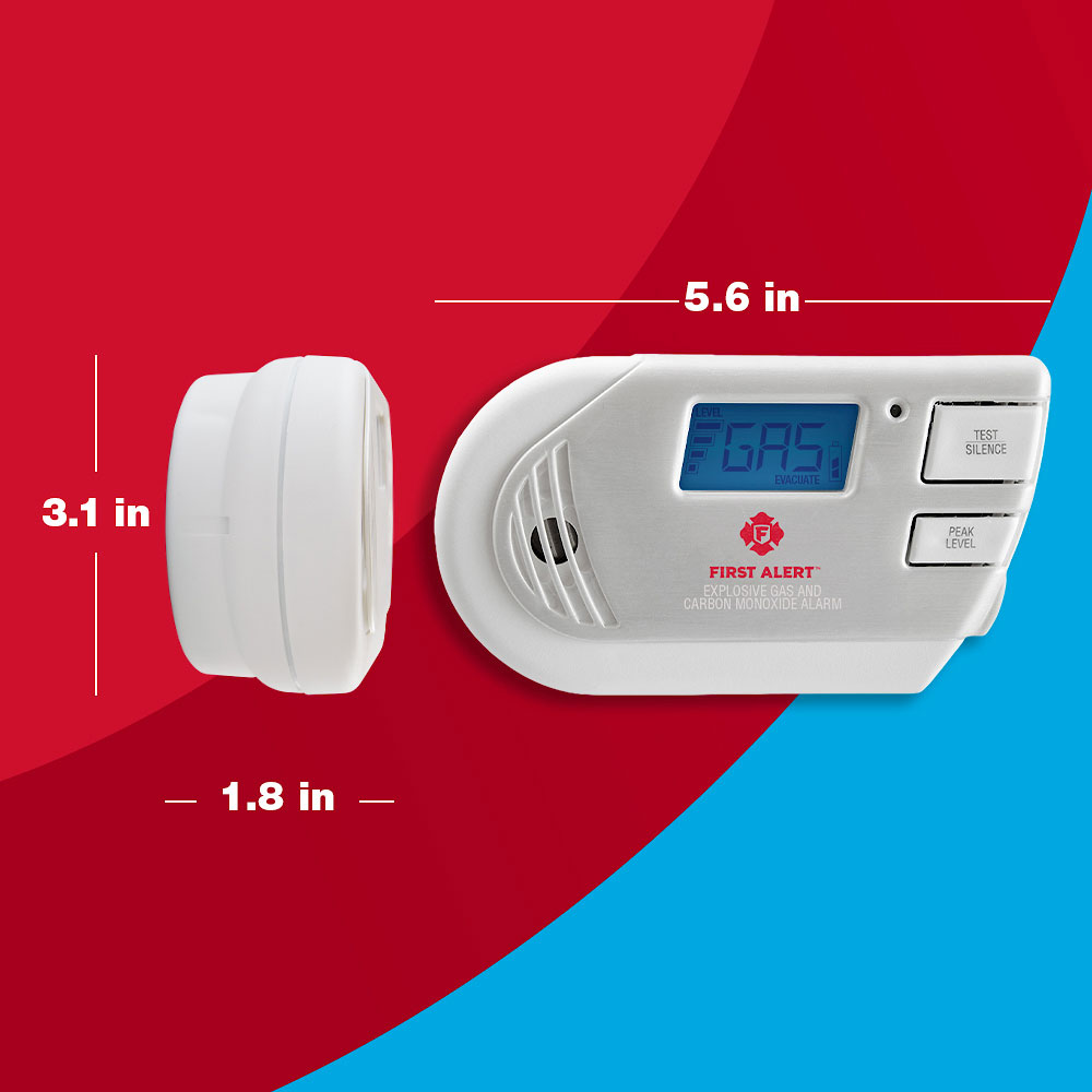Bundle of 3 Combination Explosive Gas and CO Alarm with Backlit Digital  Display