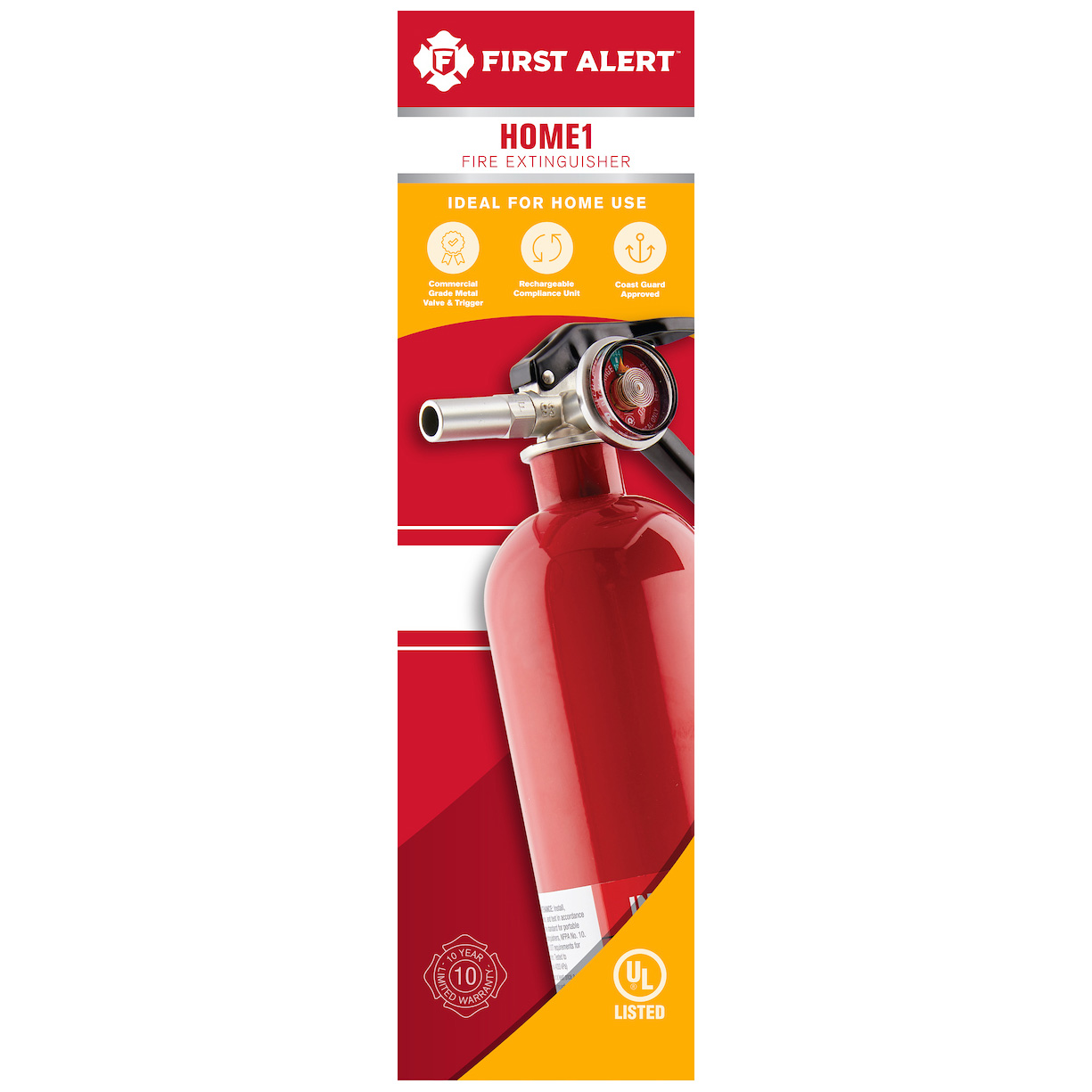 Red HOME 1 First Alert 2.5 lb ABC Standard Home Fire Extinguisher Rechargeable 