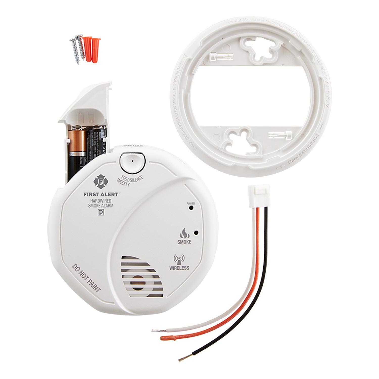 3x Interlinked Mains Smoke Alarm 1x Heat Alarm Detector Battery Back Up Linked 