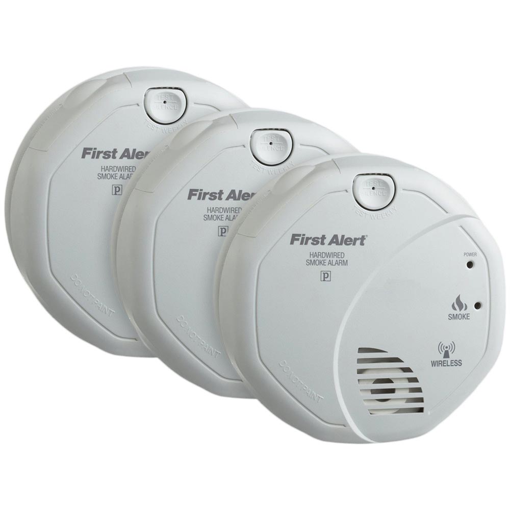 3 Pack of First Alert Wireless Interconnect Hardwired Smoke Alarm