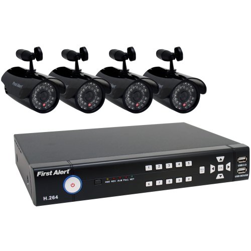 First Alert 4 Channel and 4 Camera Wired DVR Security System (DC4405-420)
