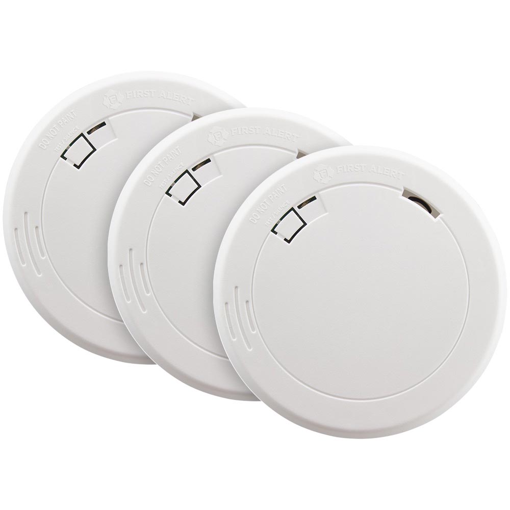 3 Pack Bundle of First Alert 10-Year Sealed Battery Photoelectric Smoke Alarm with Slim Design, PR710