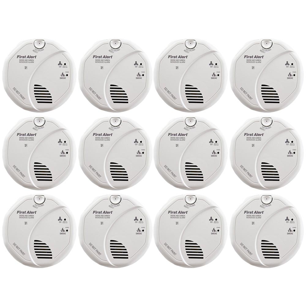 12 Pack Bundle of First Alert Hardwire Photoelectric Smoke and Carbon Monoxide Alarm with Voice & Location Feature, SC7010BV